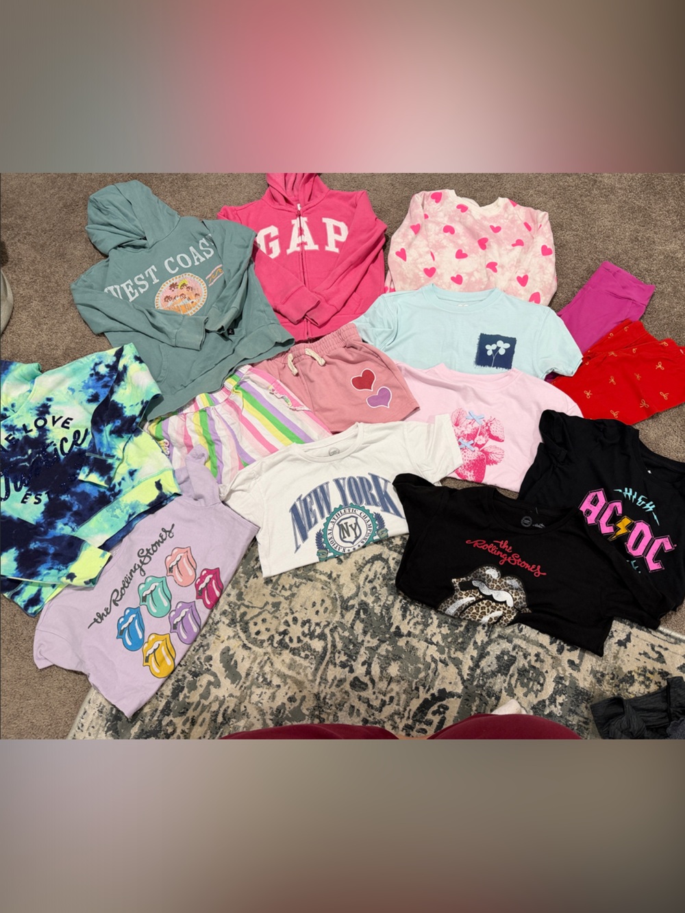 GAP Girls Assorted Pajama Tops in Pink, Light Blue, Lavender, Black, Green